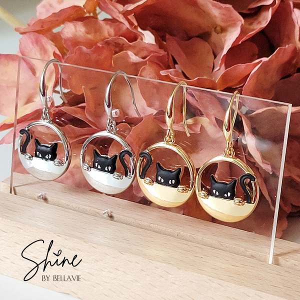 Jinx Black Cat Drop Earrings