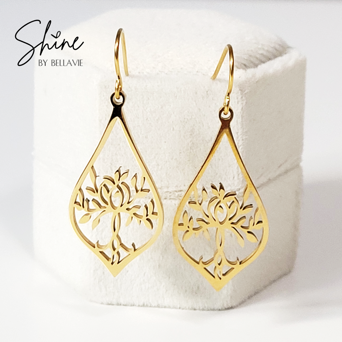 Kinley Elongated Tree of Life Earrings
