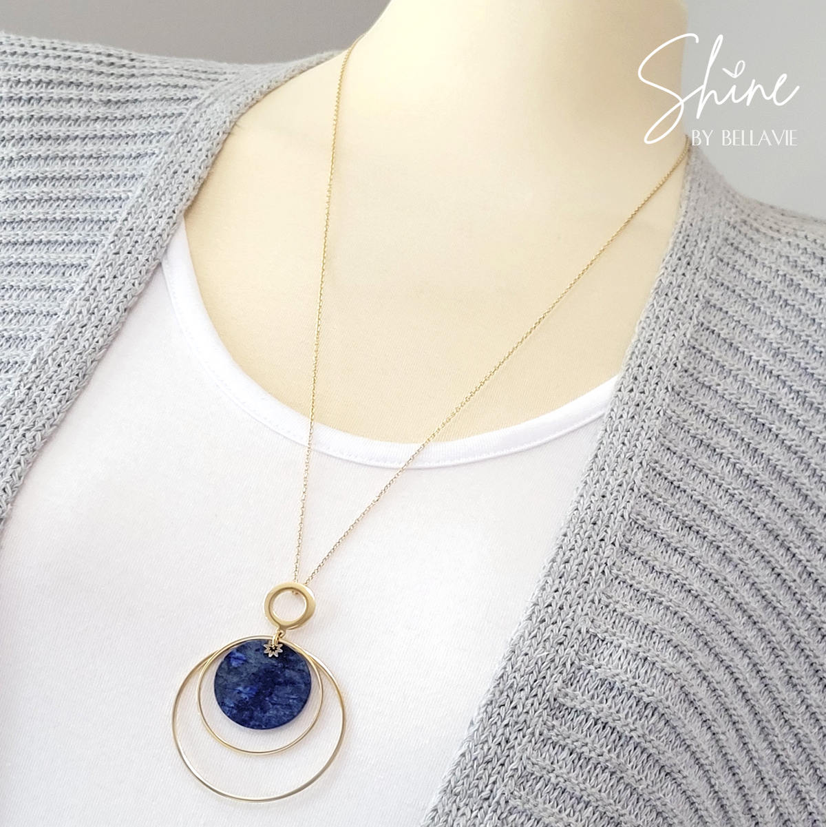 Lapiz Lazuli 14K Gold Disc Necklace