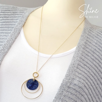 Lapiz Lazuli 14K Gold Disc Necklace