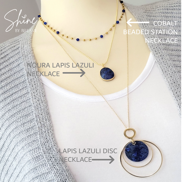 Lapiz Lazuli 14K Gold Disc Necklace