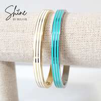 Linea Striped Enamel Hinged Bangle