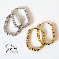 Lucia Textured Elongated Hoop Earrings
