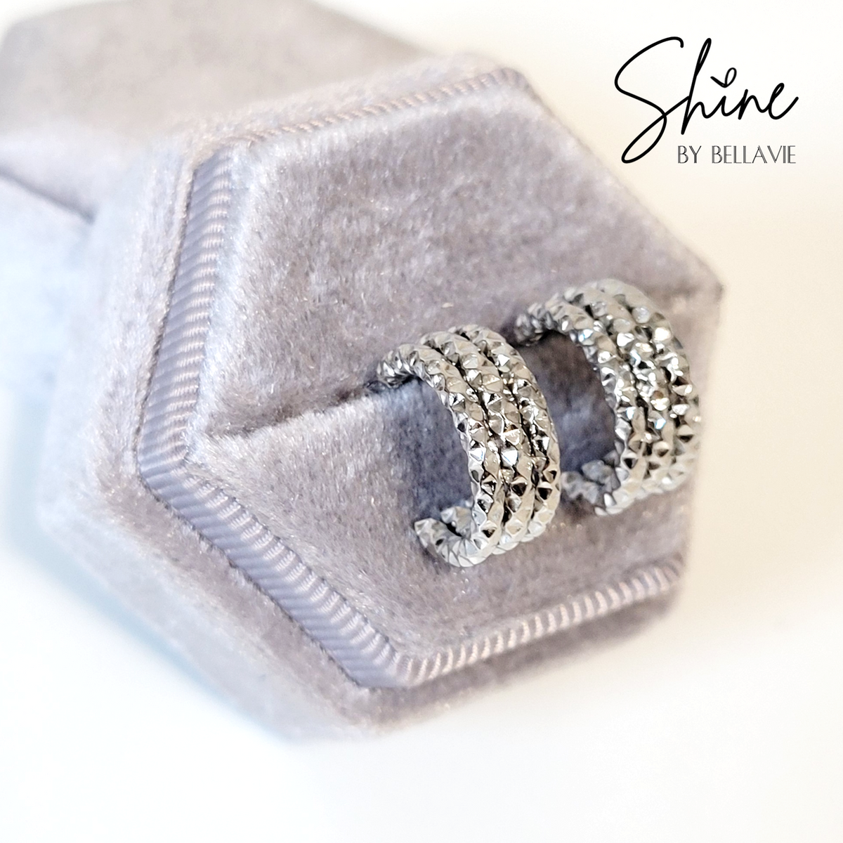 Lucia Textured Triple Hoop Earrings