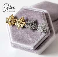 Norway Maple Leaf Stud Earrings