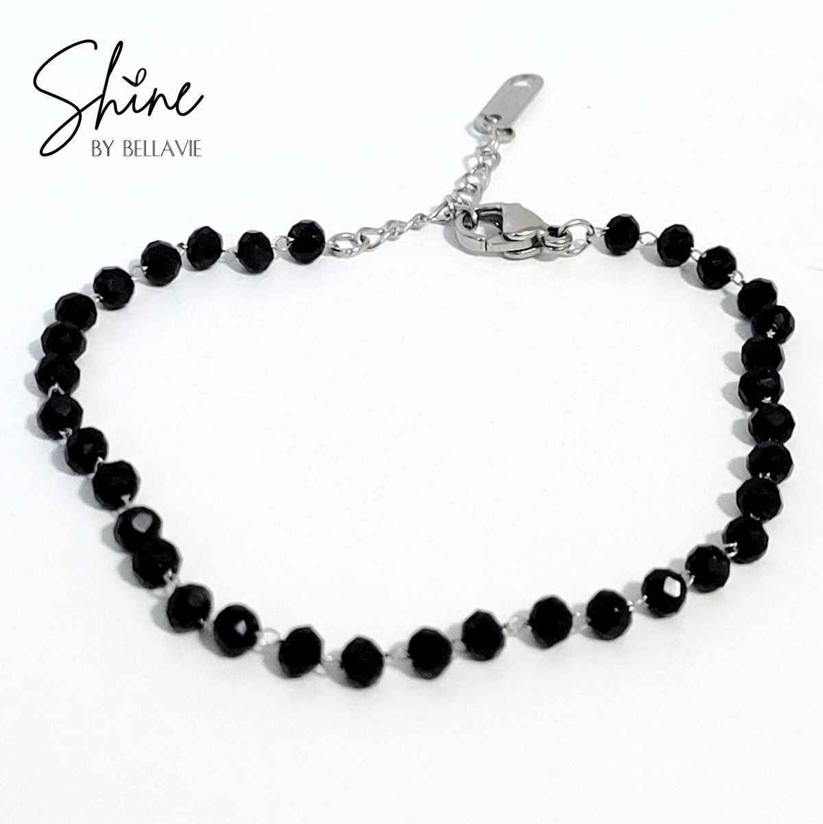 Nyx Black Faceted Crystal Bracelet