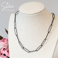 Palermo Glitter Paperclip Chain - Black