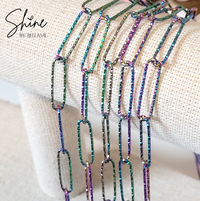 Palermo Glitter Paperclip Chain - Rainbow