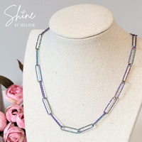 Palermo Glitter Paperclip Chain - Rainbow