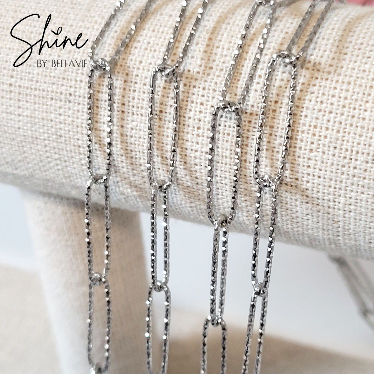 Palermo Glitter Paperclip Chain - Silver