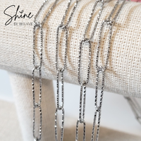 Palermo Glitter Paperclip Chain - Silver