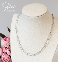 Palermo Glitter Paperclip Chain - Silver