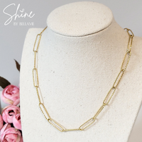 Palermo Glitter Paperclip Chain - Yellow Gold