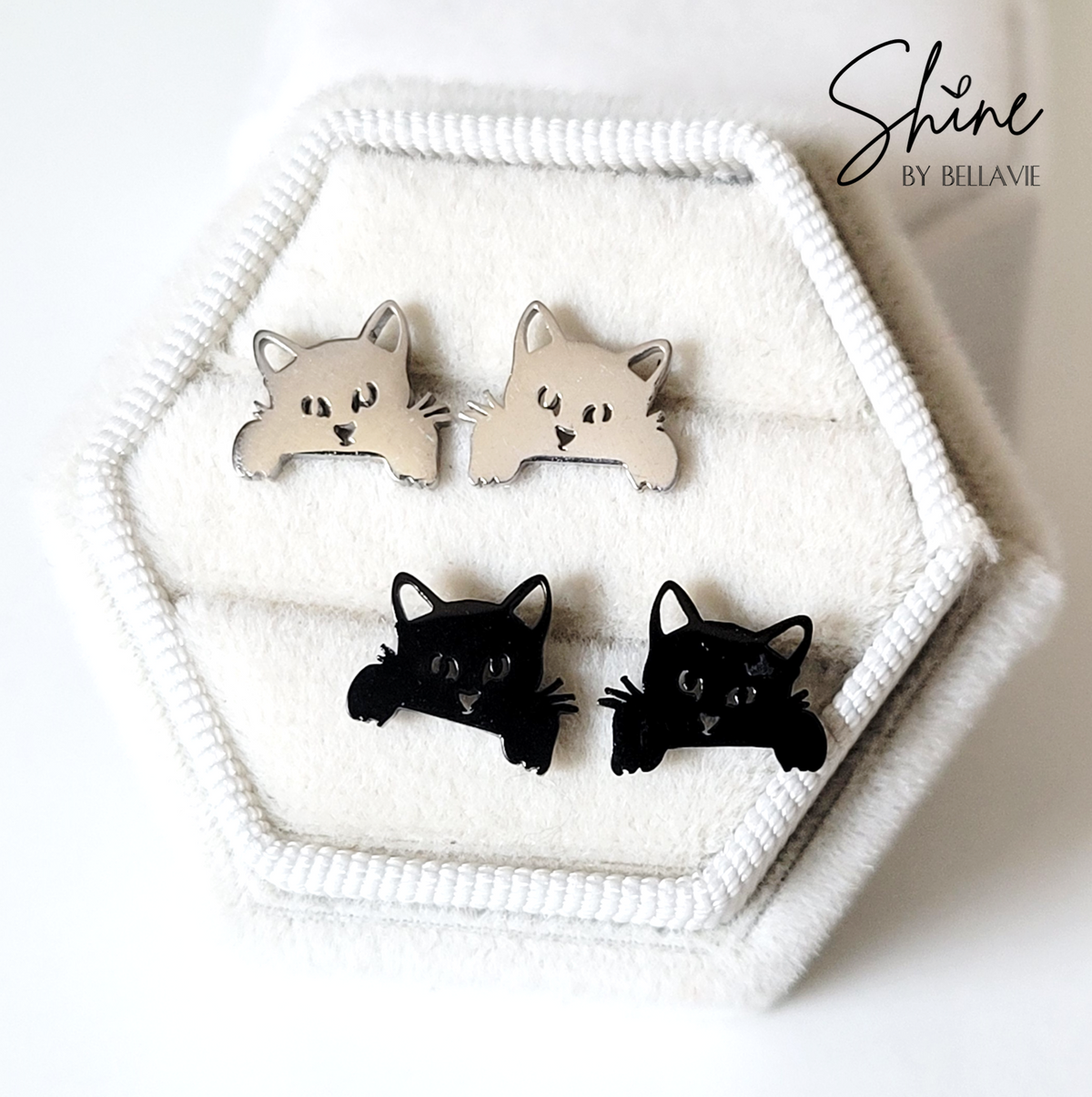 Peeking Cat Stud Earrings