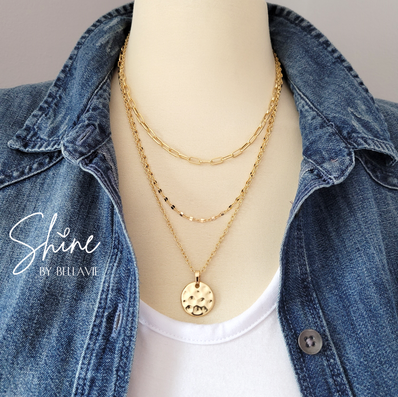 Raina Hammered Medallion Necklace