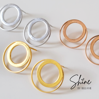 Solara Double Circle Stainless Steel Stud Earrings