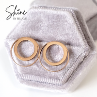 Solara Double Circle Stainless Steel Stud Earrings