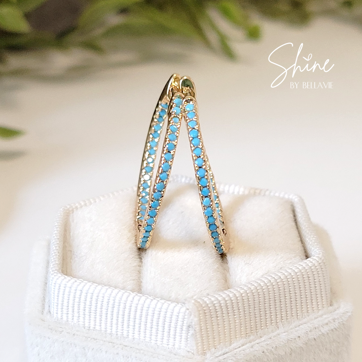 Turquoise Inside Out Hoop Earrings