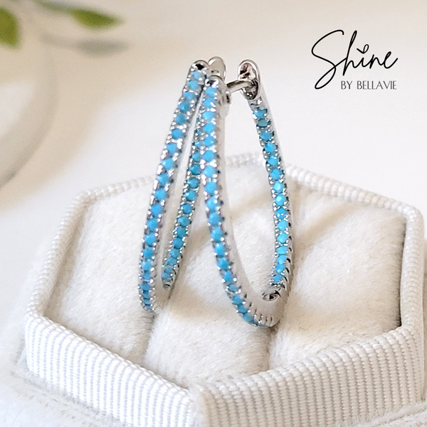 Turquoise Inside Out Hoop Earrings