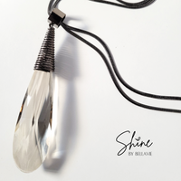 Veronica Long Teardrop Faceted Crystal Necklace