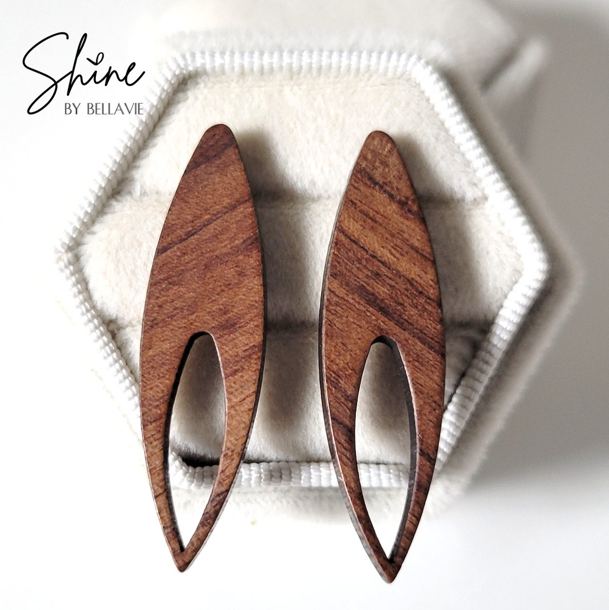 Marquis Wood Stud Earrings