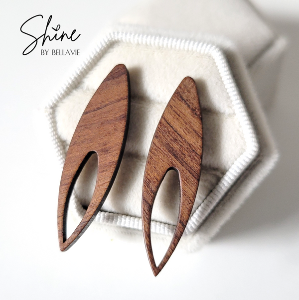 Marquis Wood Stud Earrings