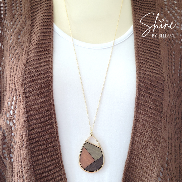 Canmore Wood Teardrop Necklace