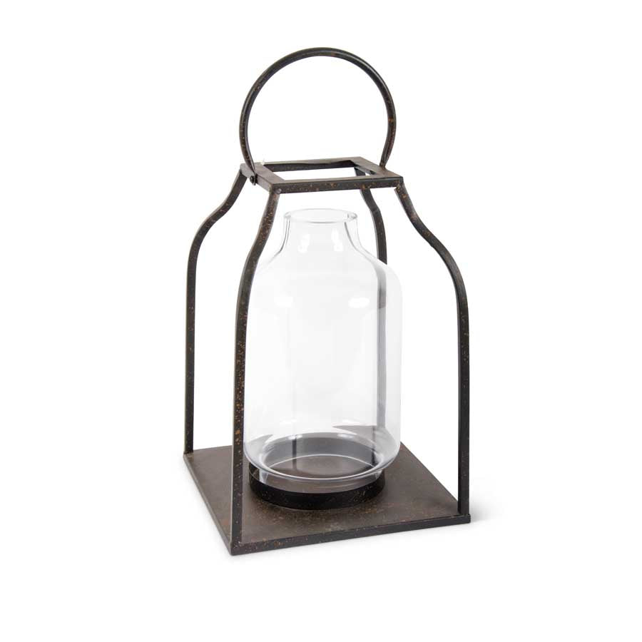 Bronzed Metal Hurricane Lantern