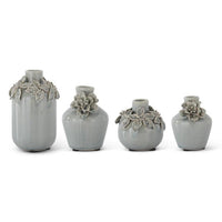 Blue Ceramic Mini Vase With Raised Flowers