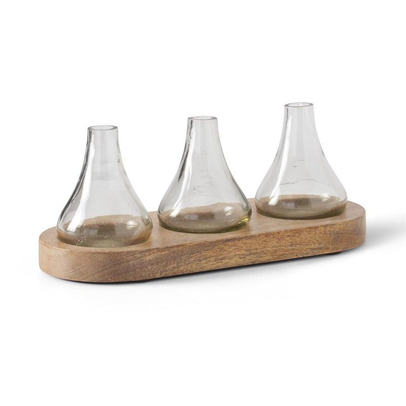 Bud Vase on Wood Tray