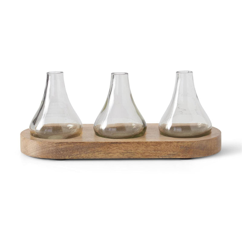 Bud Vase on Wood Tray