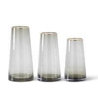 Gold Rimmed Grey Glass Vase