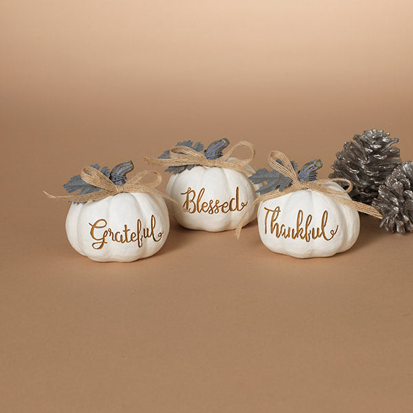Metal Leaf Resin Pumpkin White
