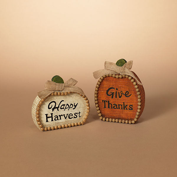Beaded Resin Wood Look Pumpkin Block