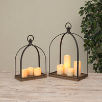 Iron and Wood Open Lantern