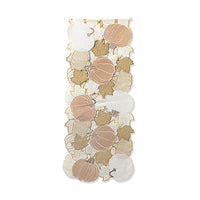 Embroidered Pumpkins and Leaves Table Runner