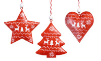 Metal Christmas Red Deer Pattern Ornaments