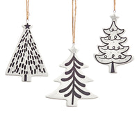 Black and White Ceramic Tree Ornament