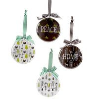 Black and Green Glass Disc Tree Ornament