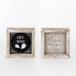 Reversible Wood Boo Cuddle Weather Sign