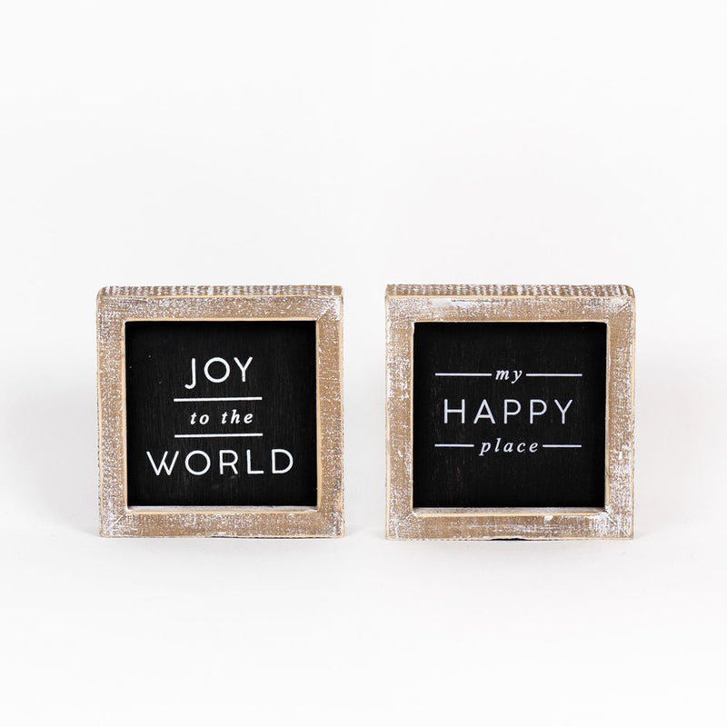 Reversible Wood Joy and Happy Sign