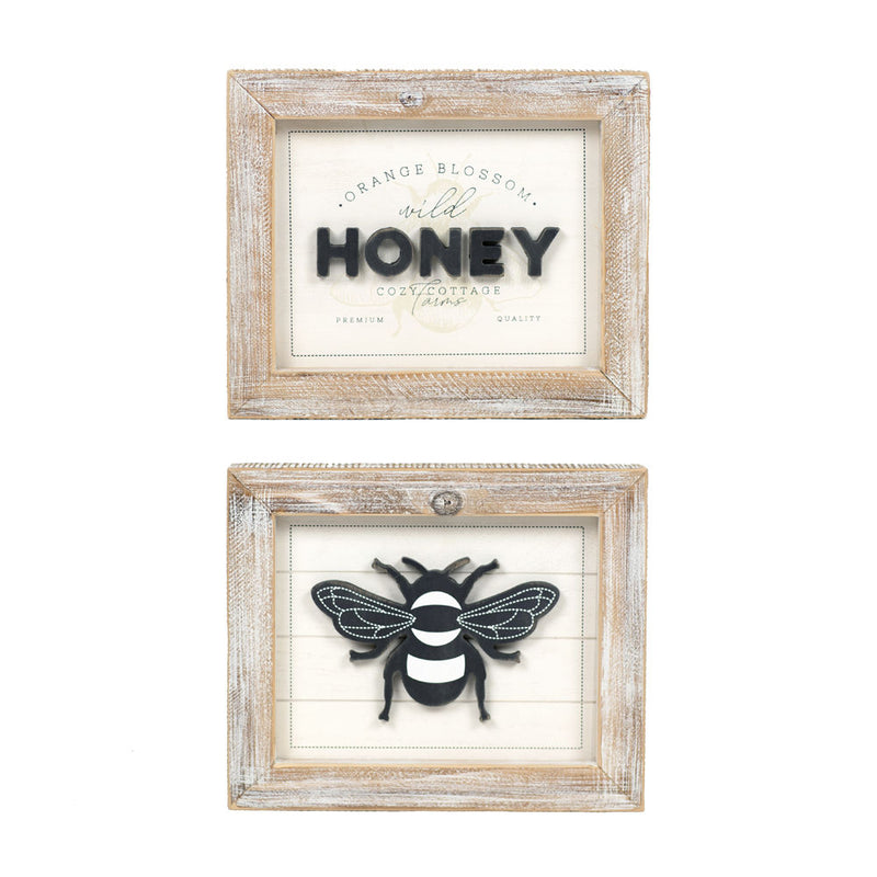 Reversible Honey and Bee Wood Sign