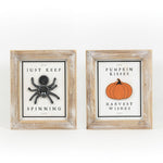 Reversible Wood Spider and Pumpkin Sign