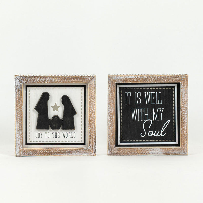Reversible Joy and Soul Wood Sign