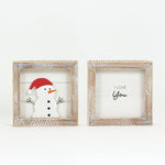 Reversible Wood Snowman and Love You Sign