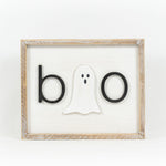 Reversible Wood Cutout Fall and Boo Framed Sign