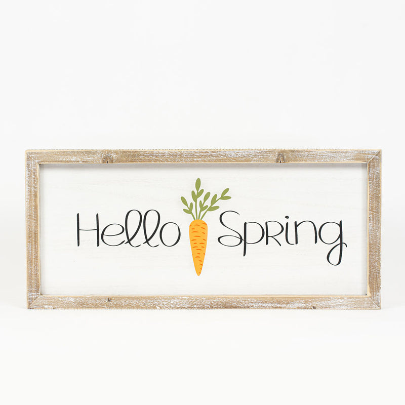 Reversible Wood Hello Spring and Flower Sign