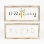 Reversible Wood Hello Spring and Flower Sign