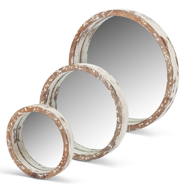 Round Wood Framed Mirror
