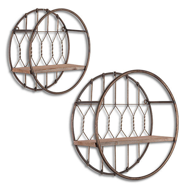 Wood and Metal Circular Shelf
